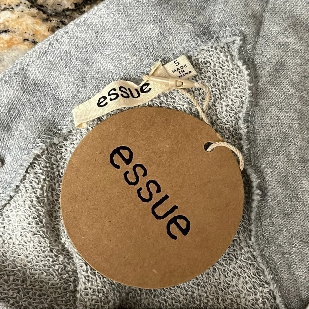 ESSUE Grey Terry Knit Lace Up Crop Top Women’s Small | Boho Beachy Y2K Peasent